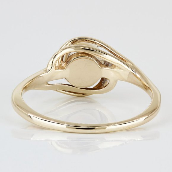 14k Yellow Gold Pearl Swirl Ring w/ Diamond Accent Stones - Picture 4 of 6
